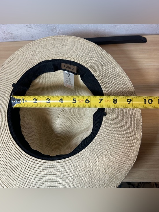 Furtalk Classic Straw Fedora sun Hat with Black Band - Picture 6 of 7
